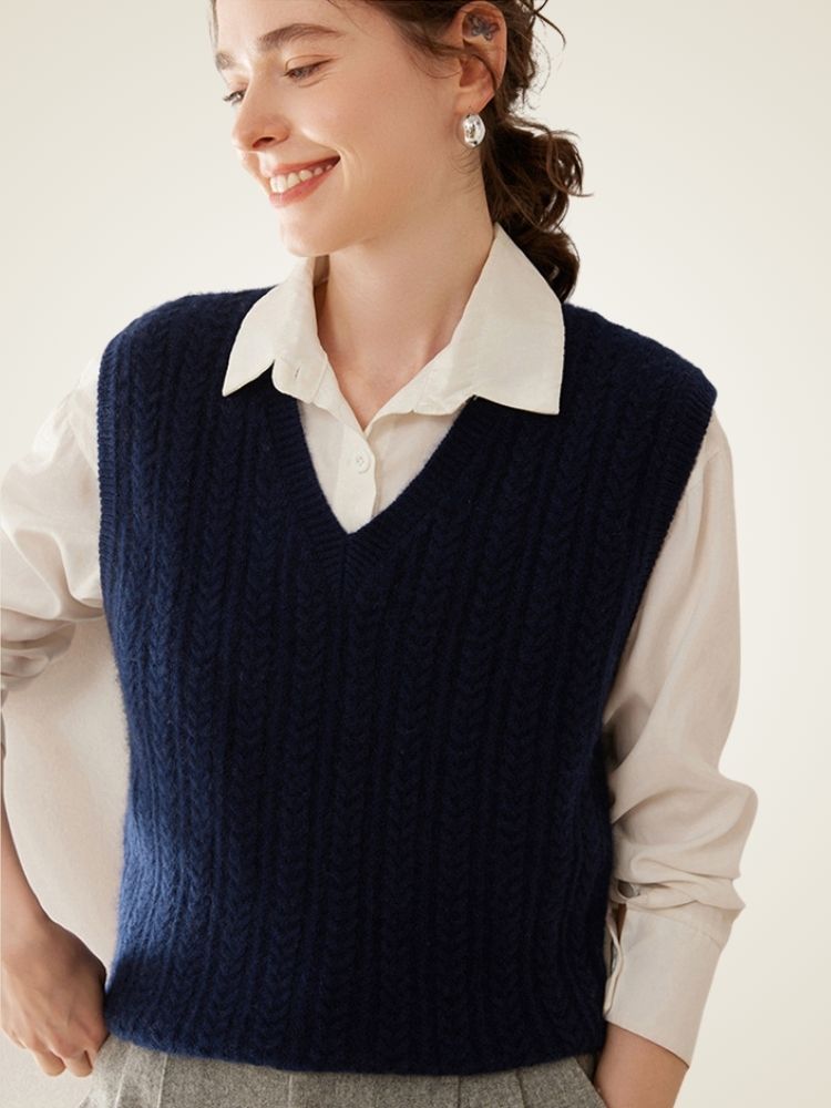 Magali - Cable-Knit Cashmere Vest