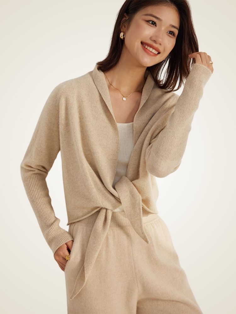 Abilene - Tie-Waist Cashmere Wrap Cardigan