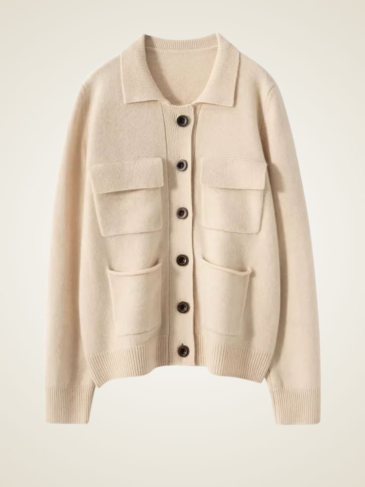 Gabriella - Turn Down Collar Cashmere Cardigan