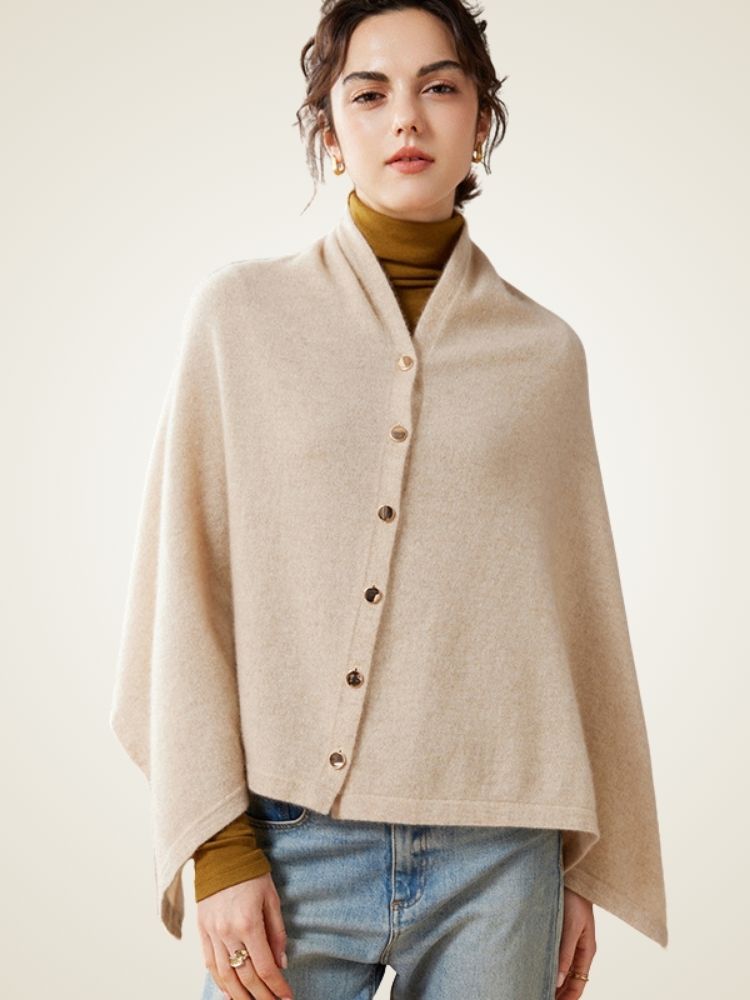 Asta - Buttoned Cashmere Poncho