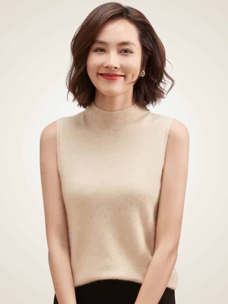Oriana - Mock Neck Cashmere Vest