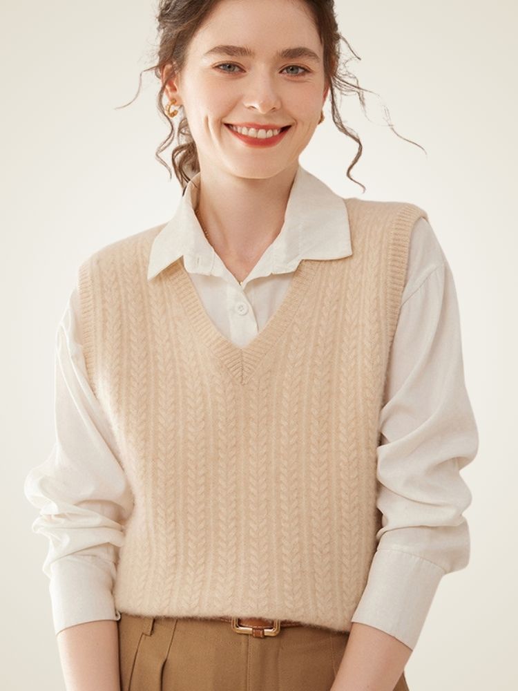 Magali - Cable-Knit Cashmere Vest