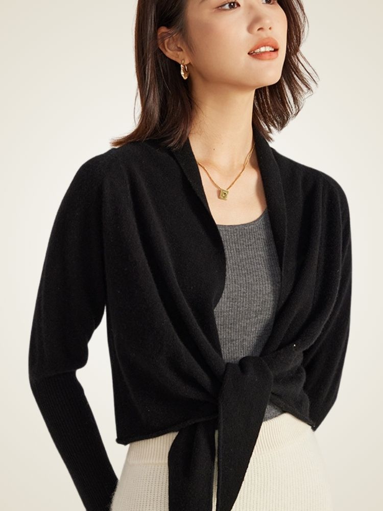Abilene - Tie-Waist Cashmere Wrap Cardigan