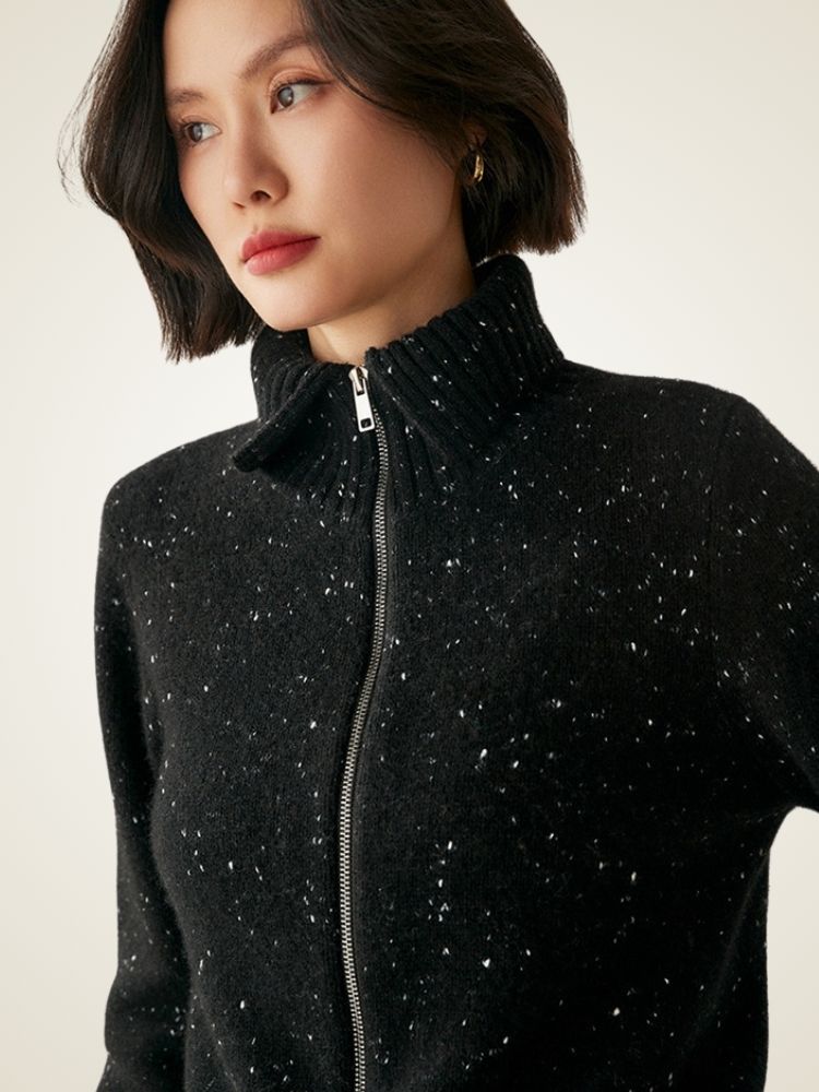 Levana - Heather Polo Collar Cashmere Cardigan