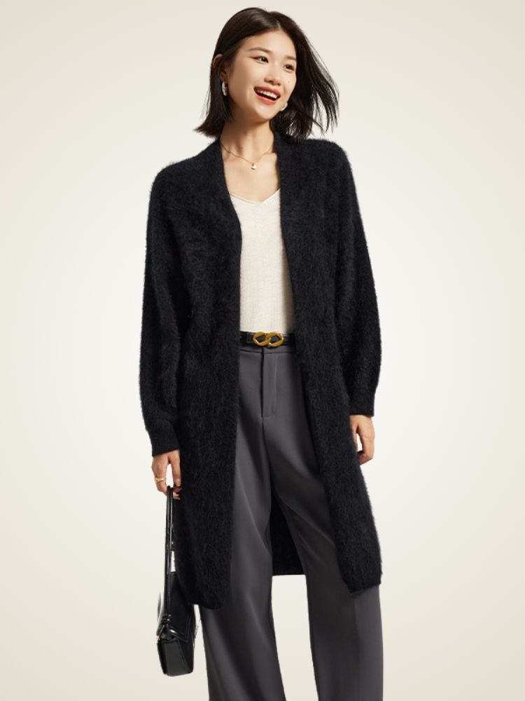 Jisel - Long Brushed Cashmere Cardigan