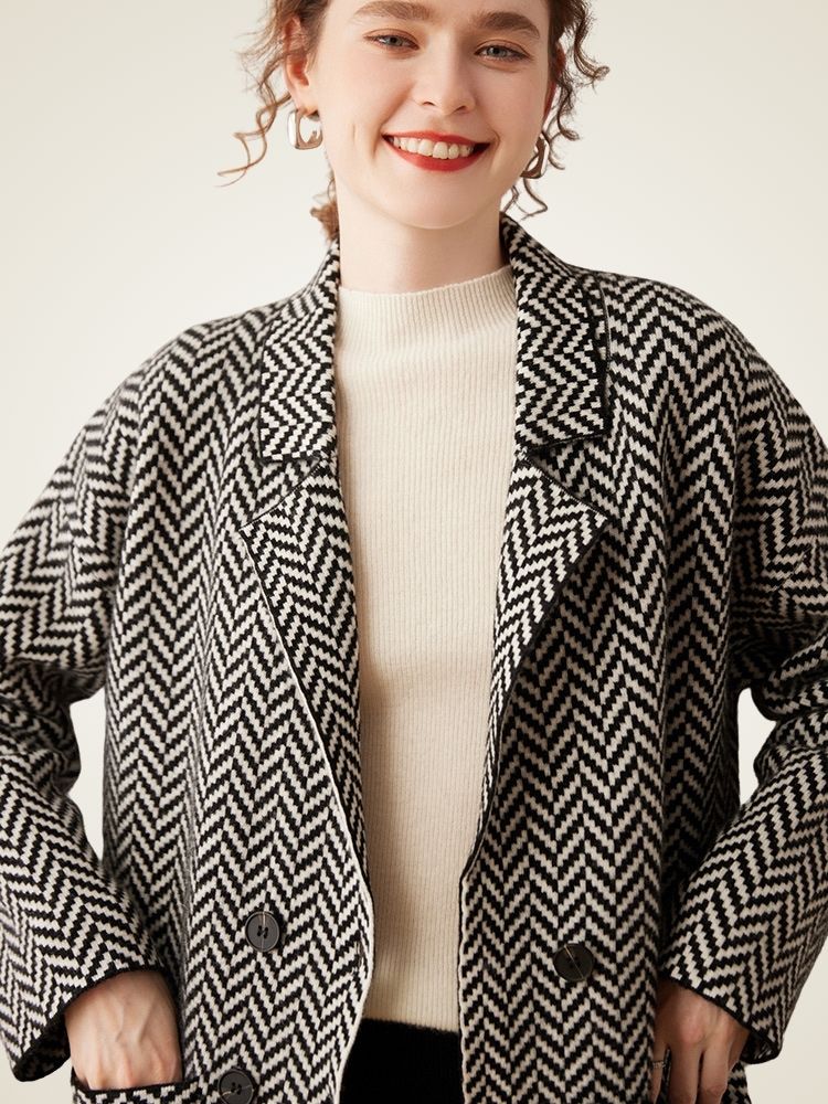 Elysia - Herringbone Cashmere Coat
