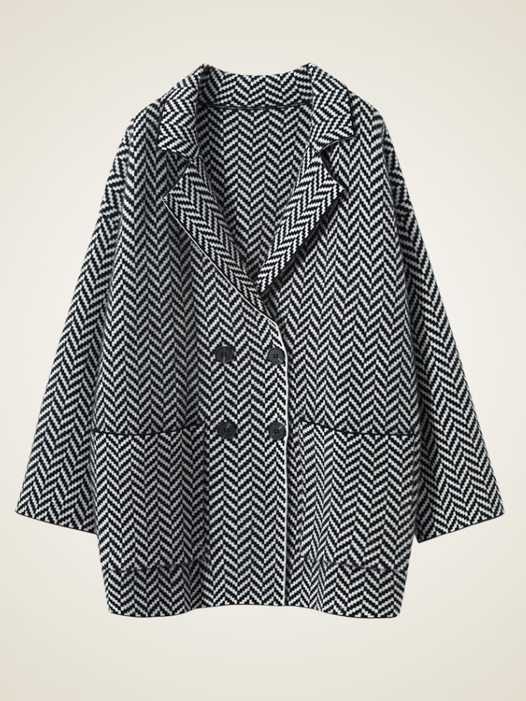 Elysia - Herringbone Cashmere Coat