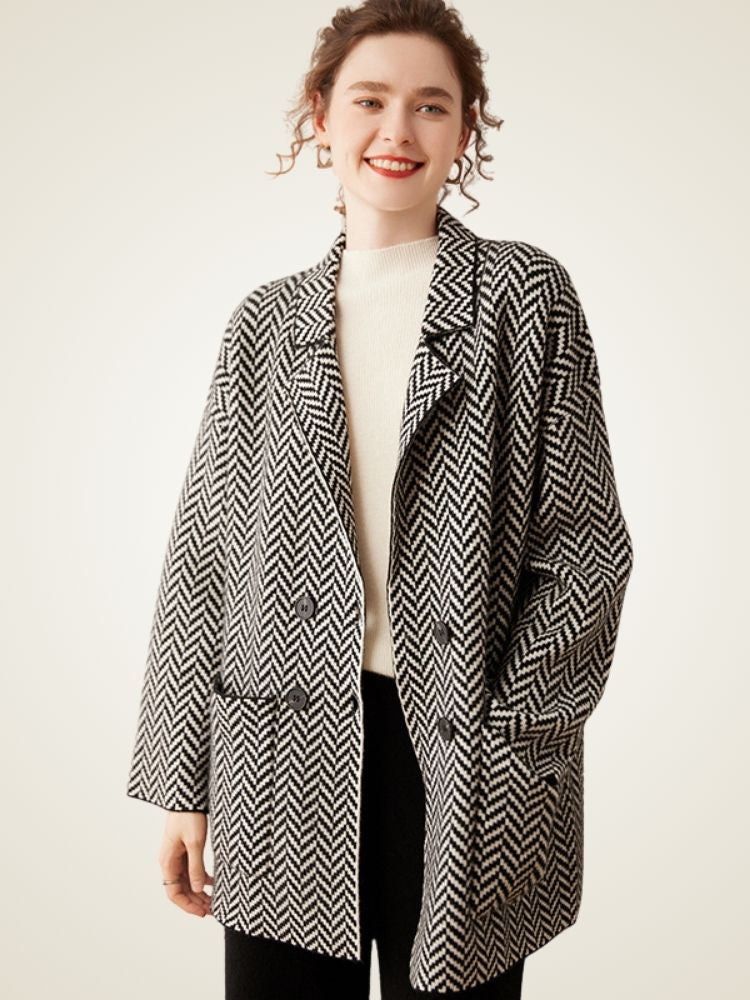 Elysia - Herringbone Cashmere Coat
