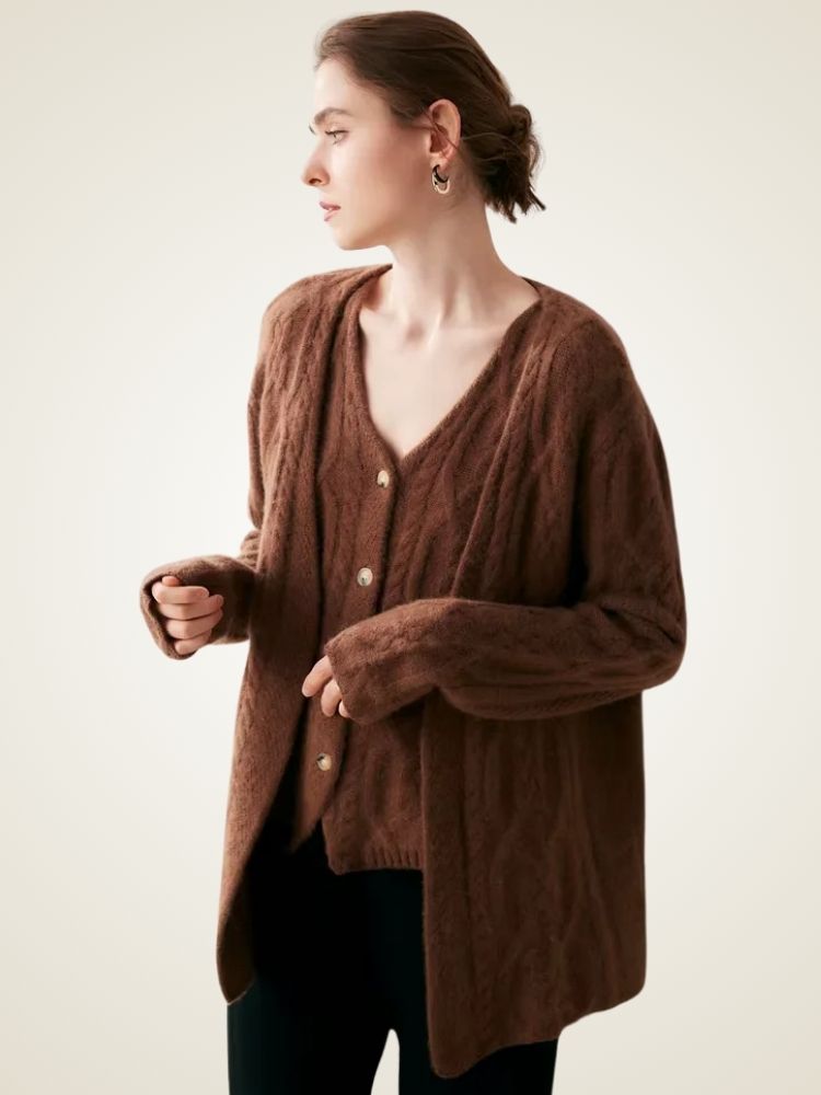 Blair - Two Piece Cable Knit Cashmere Cardigan