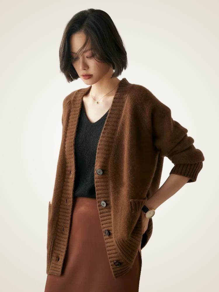 Jade - V Neck Cashmere Cardigan