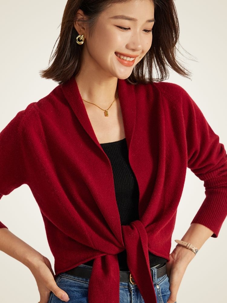 Abilene - Tie-Waist Cashmere Wrap Cardigan