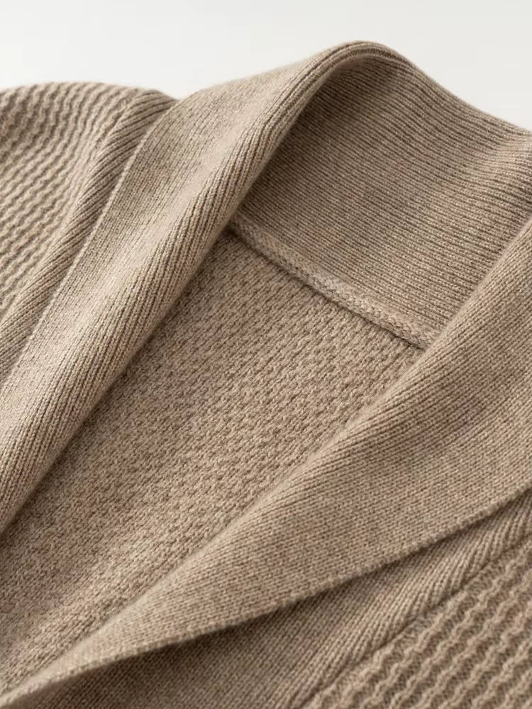 Andy - Textured Shawl Collar Cashmere Cardigan