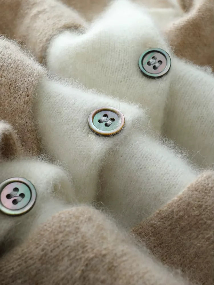 Riley - Two-Tone Cashmere Cardigan