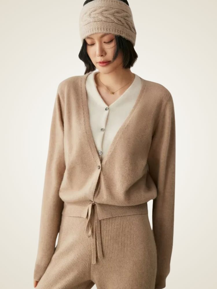 Riley - Two-Tone Cashmere Cardigan