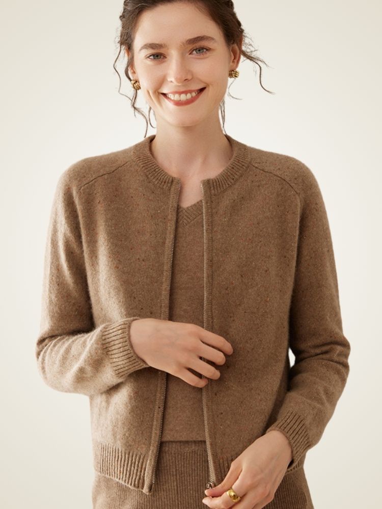 Univa - Heather Zip-Up Cashmere Cardigan