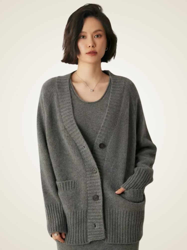 Jade - V Neck Cashmere Cardigan