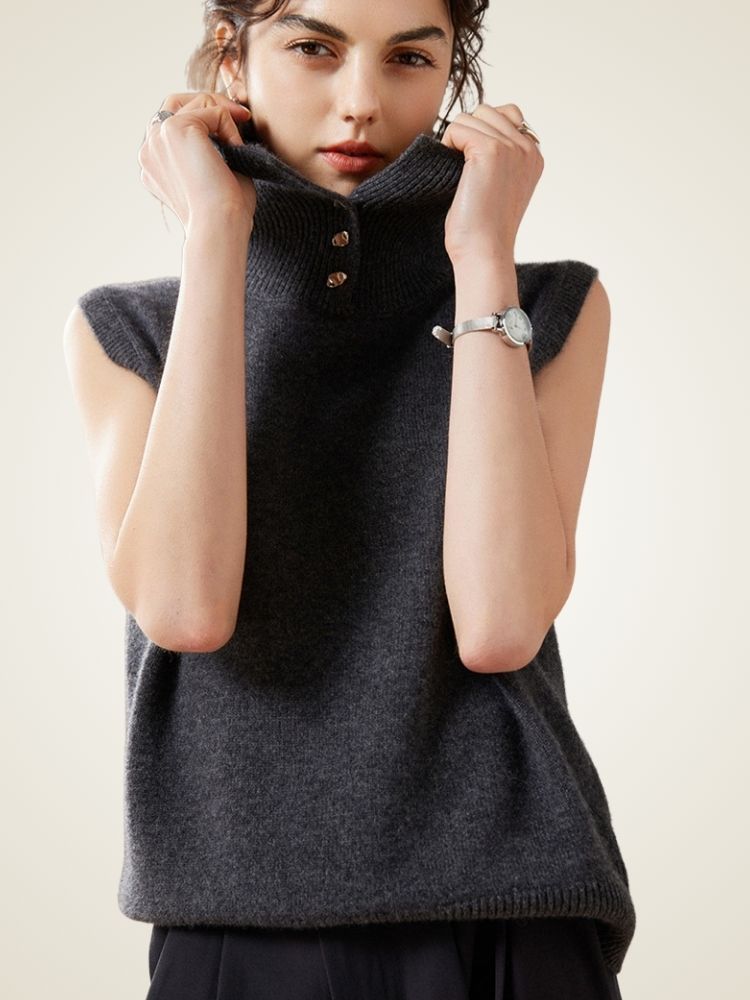 Isela - Cashmere Collared Vest