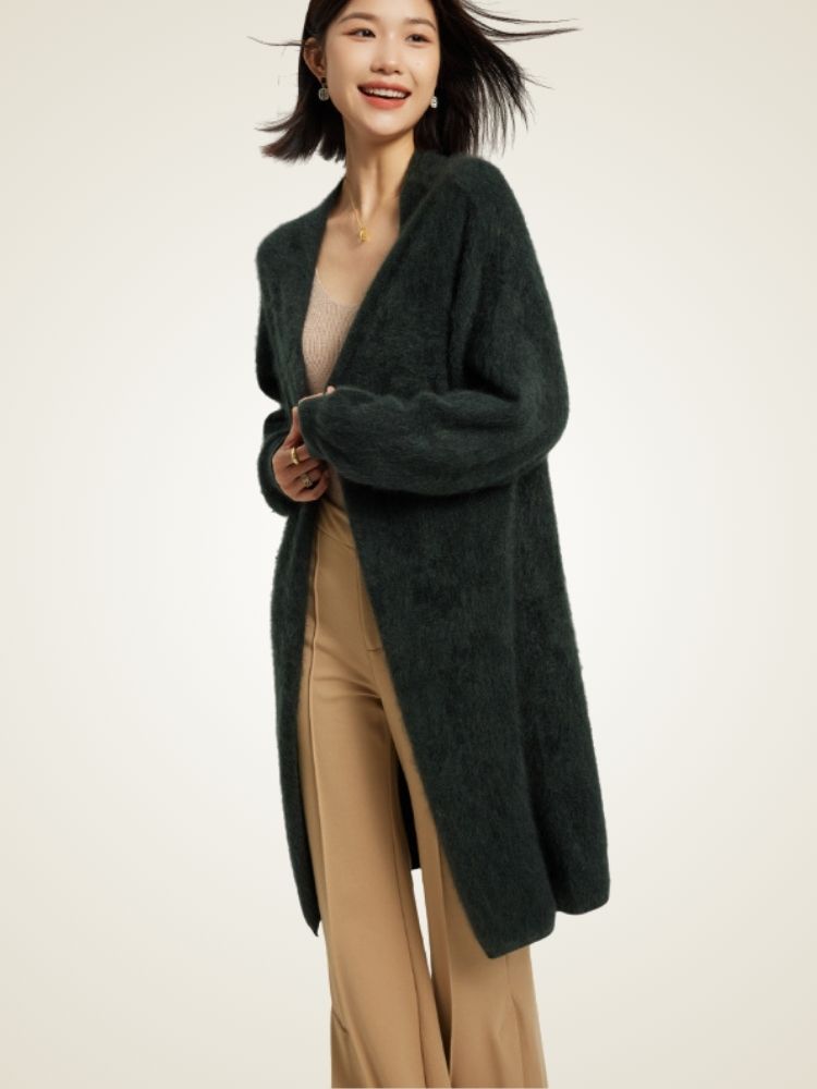Jisel - Long Brushed Cashmere Cardigan