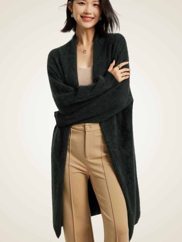 Jisel - Long Brushed Cashmere Cardigan