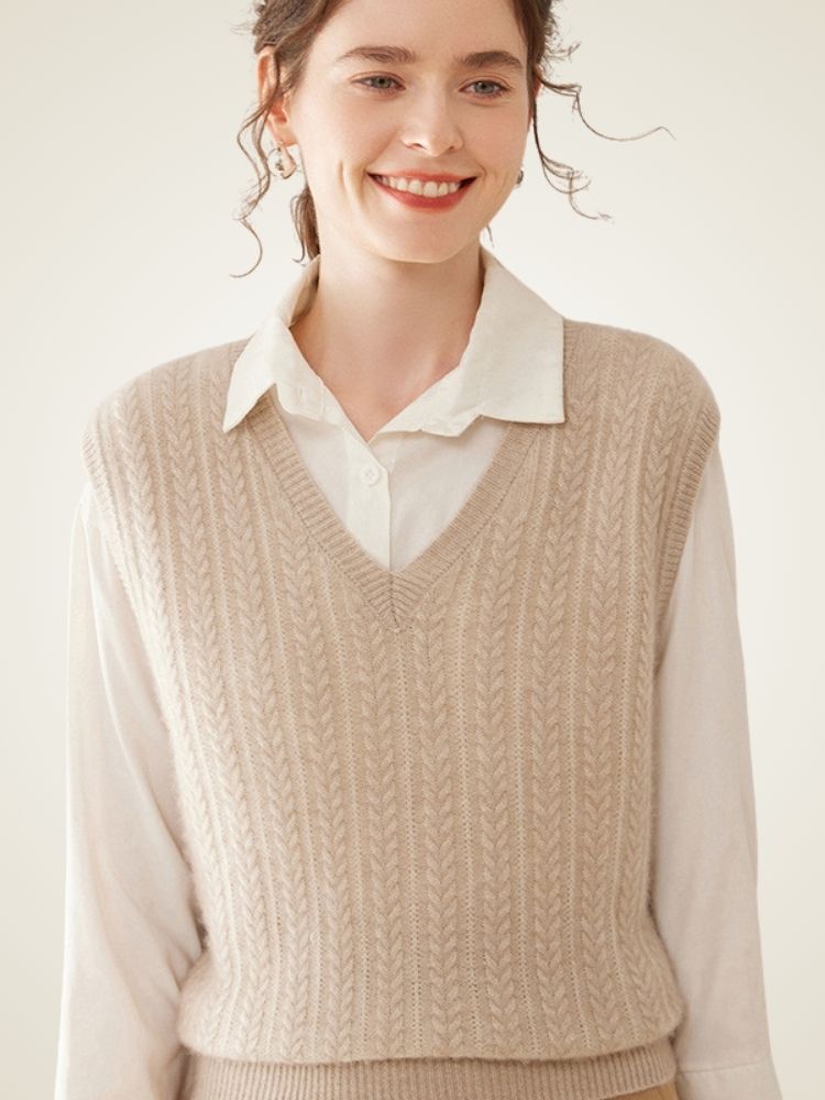 Magali - Cable-Knit Cashmere Vest