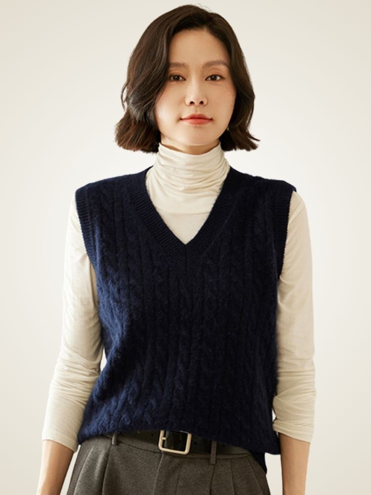 Marlene - Cable-Knit Cashmere Vest