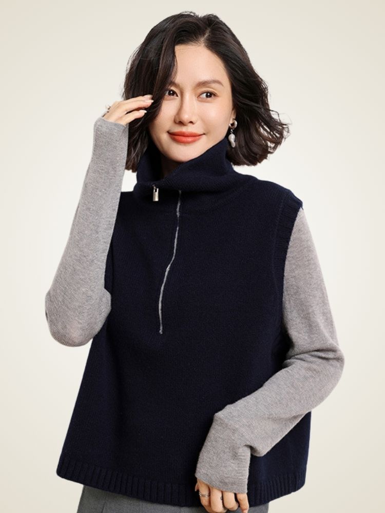 Adara - Half-Zip Cashmere Vest