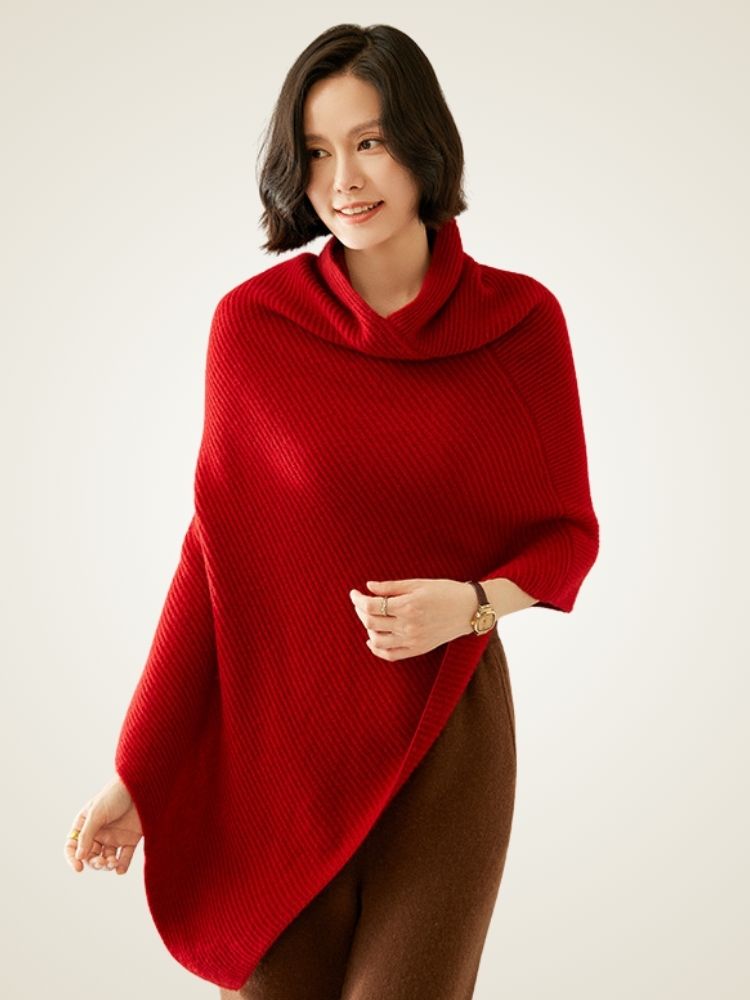 Ellina - Ribbed Cashmere Poncho