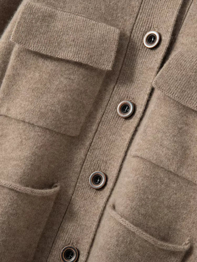 Gabriella - Turn Down Collar Cashmere Cardigan