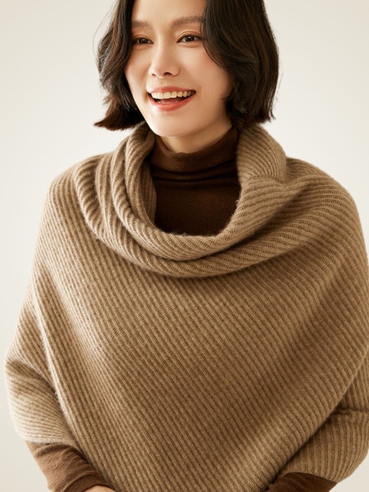 Ellina - Ribbed Cashmere Poncho