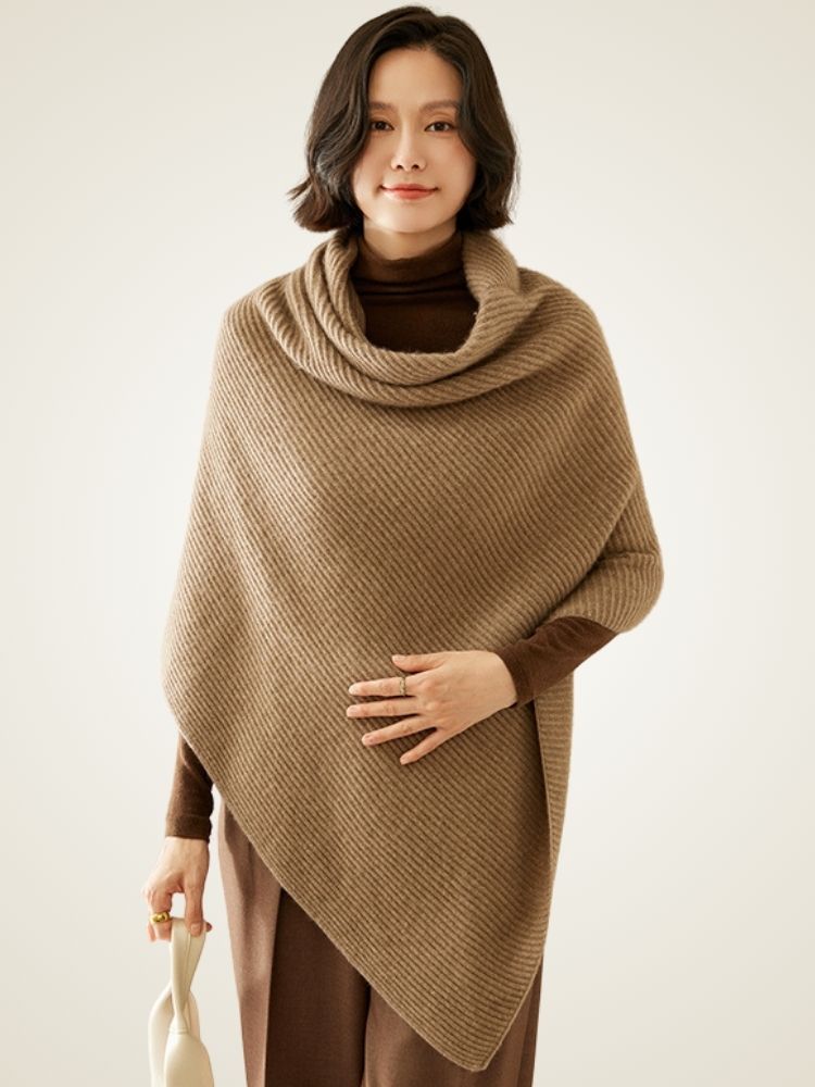 Ellina - Ribbed Cashmere Poncho