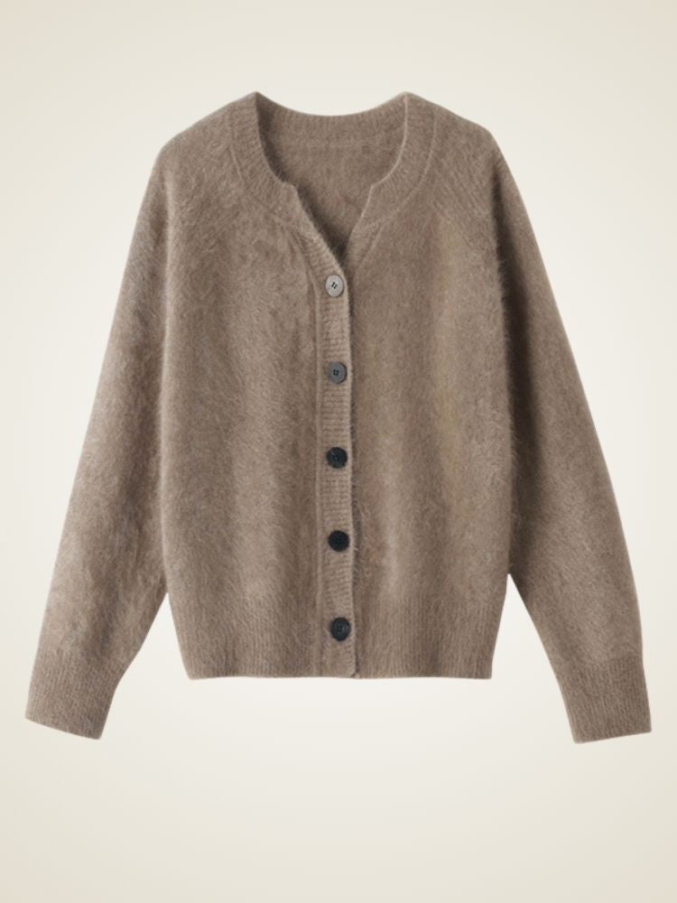 Galilee - Classic Brushed Cashmere Cardigan