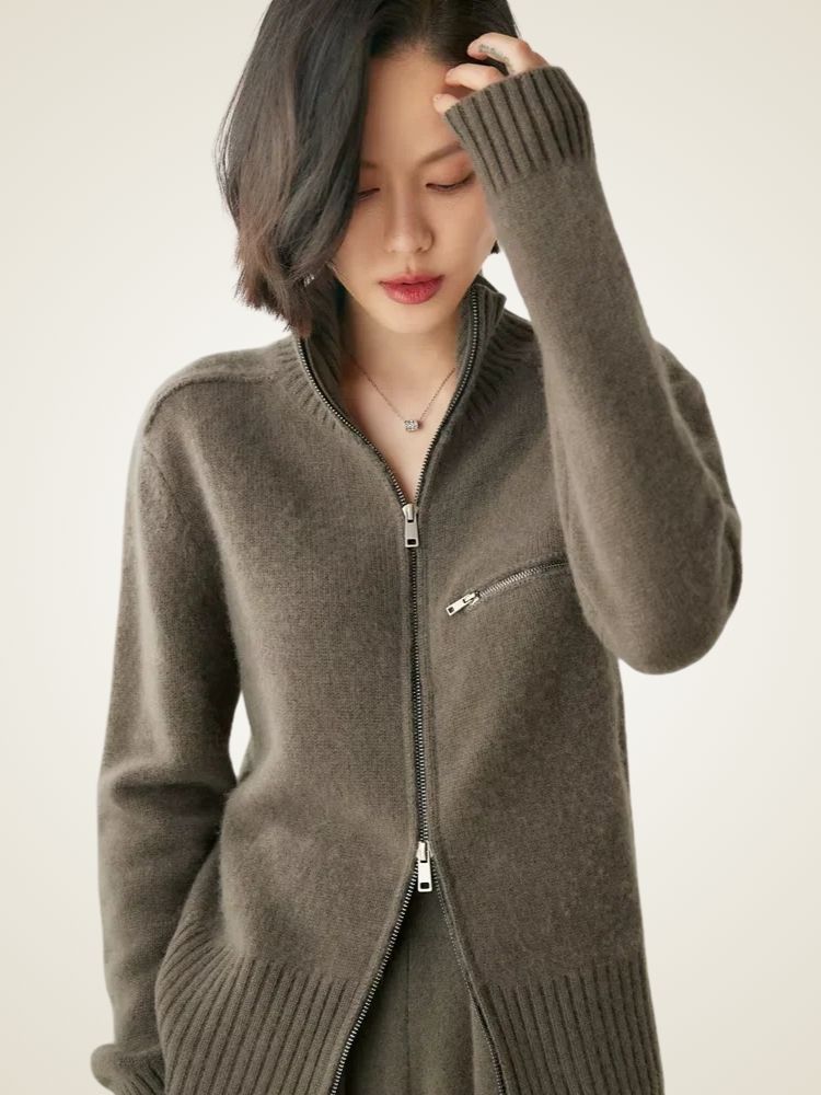 Liv - Zip Cashmere Cardigan