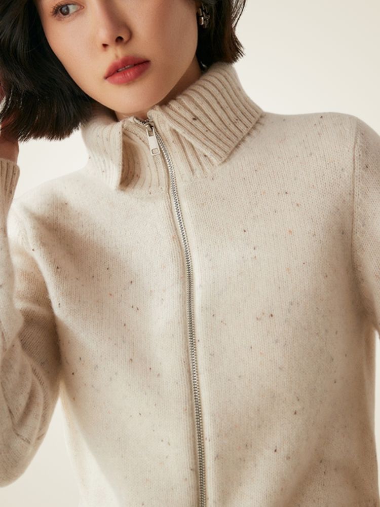 Levana - Heather Polo Collar Cashmere Cardigan