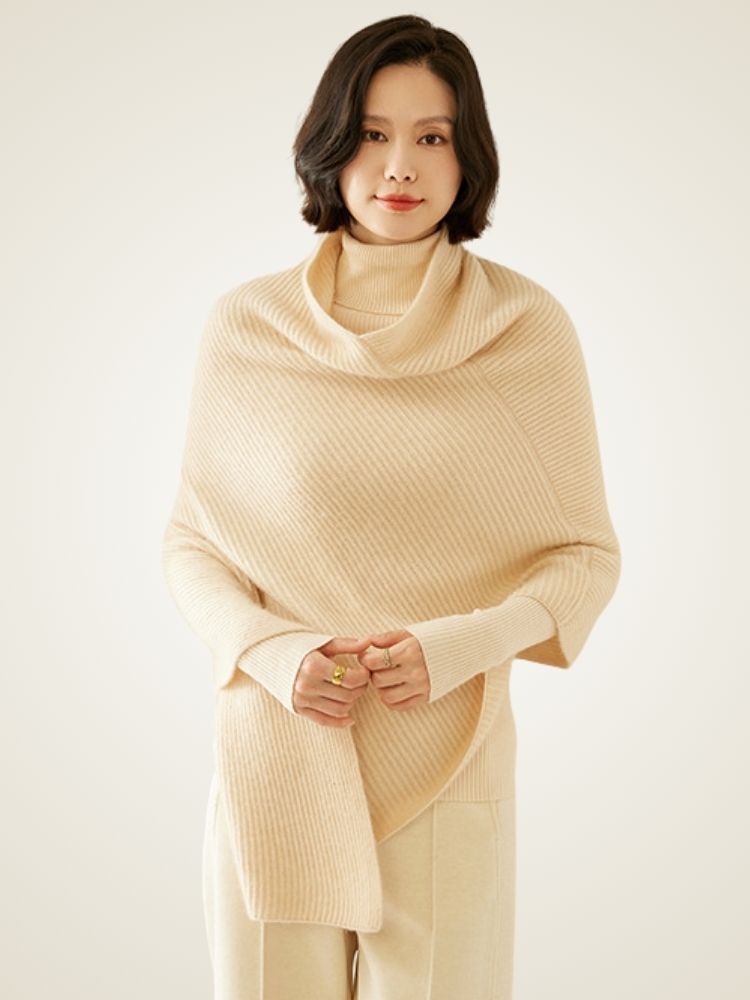 Ellina - Ribbed Cashmere Poncho