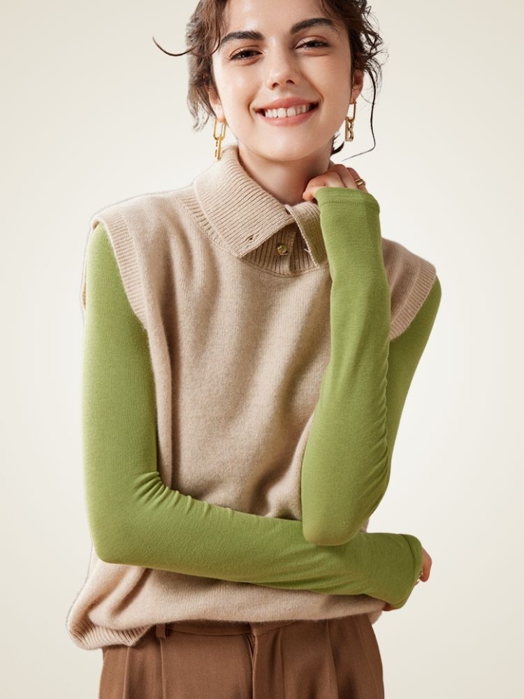 Isela - Cashmere Collared Vest