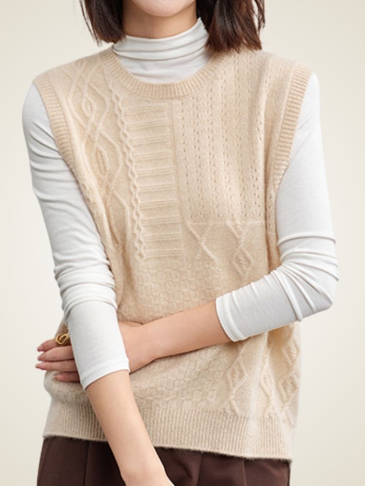 Alessia -  Round Neck Sweater Vest