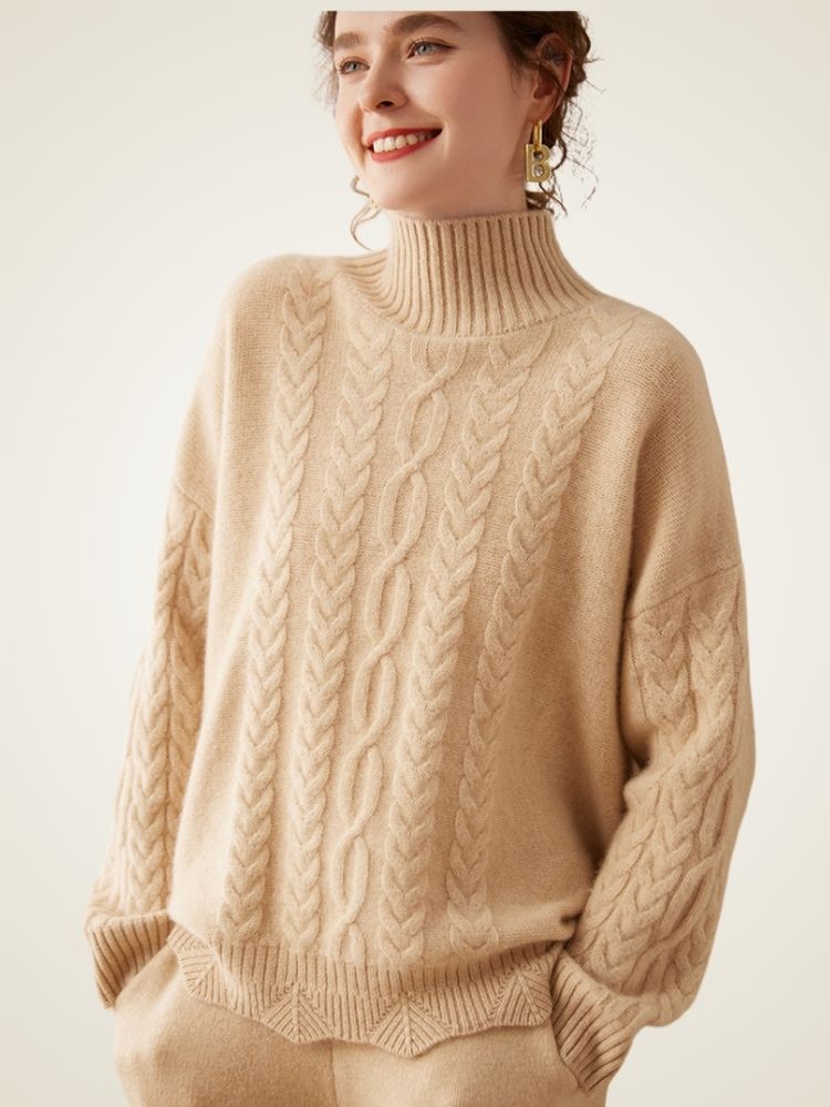 Odessa - Cable-Knit Cashmere Turtleneck