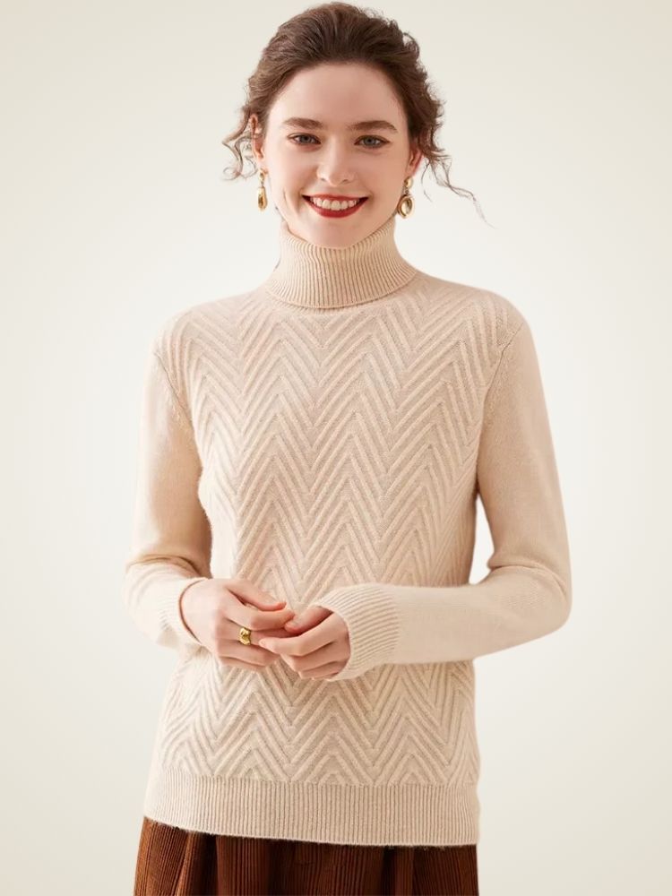 Astrid - Chevron Cashmere Turtleneck