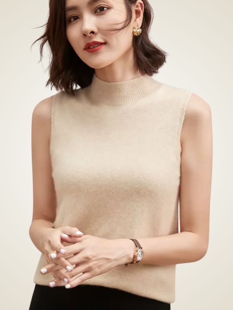 Oriana - Mock Neck Cashmere Vest