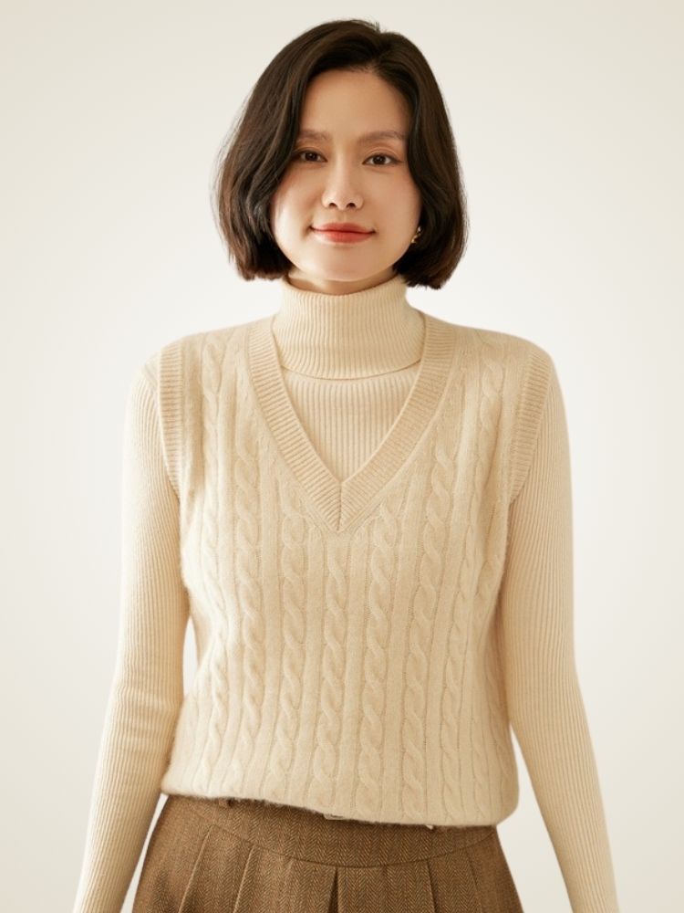 Marlene - Cable-Knit Cashmere Vest