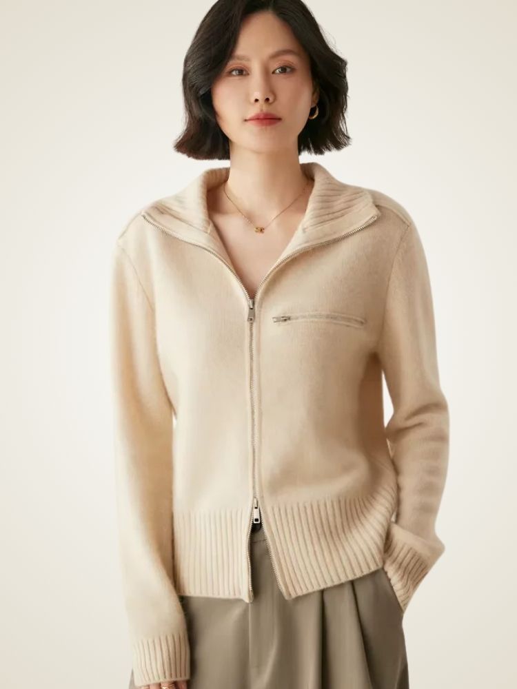 Liv - Zip Cashmere Cardigan