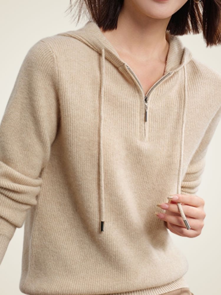 Adelise - Zip-Up Cashmere Hoodie