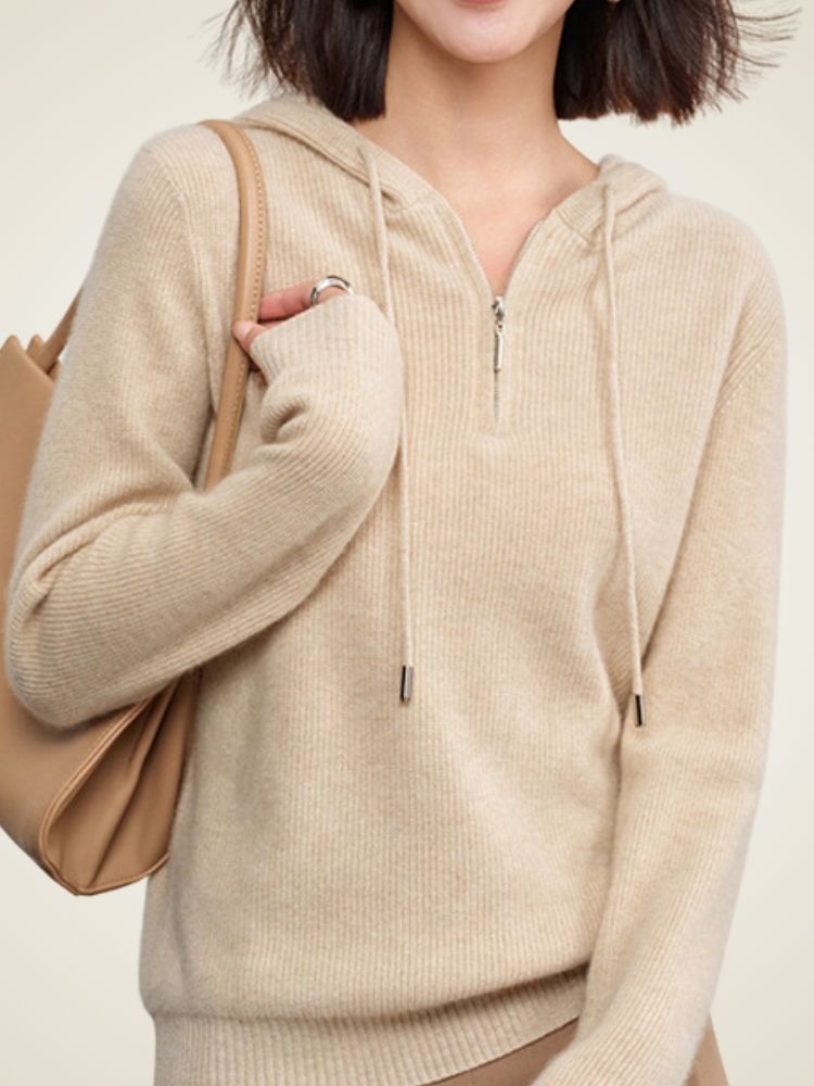Adelise - Zip-Up Cashmere Hoodie