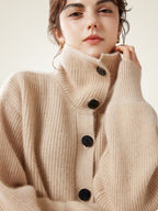 Norella - High-Neck Wide-Ribbed Cashmere Sweater
