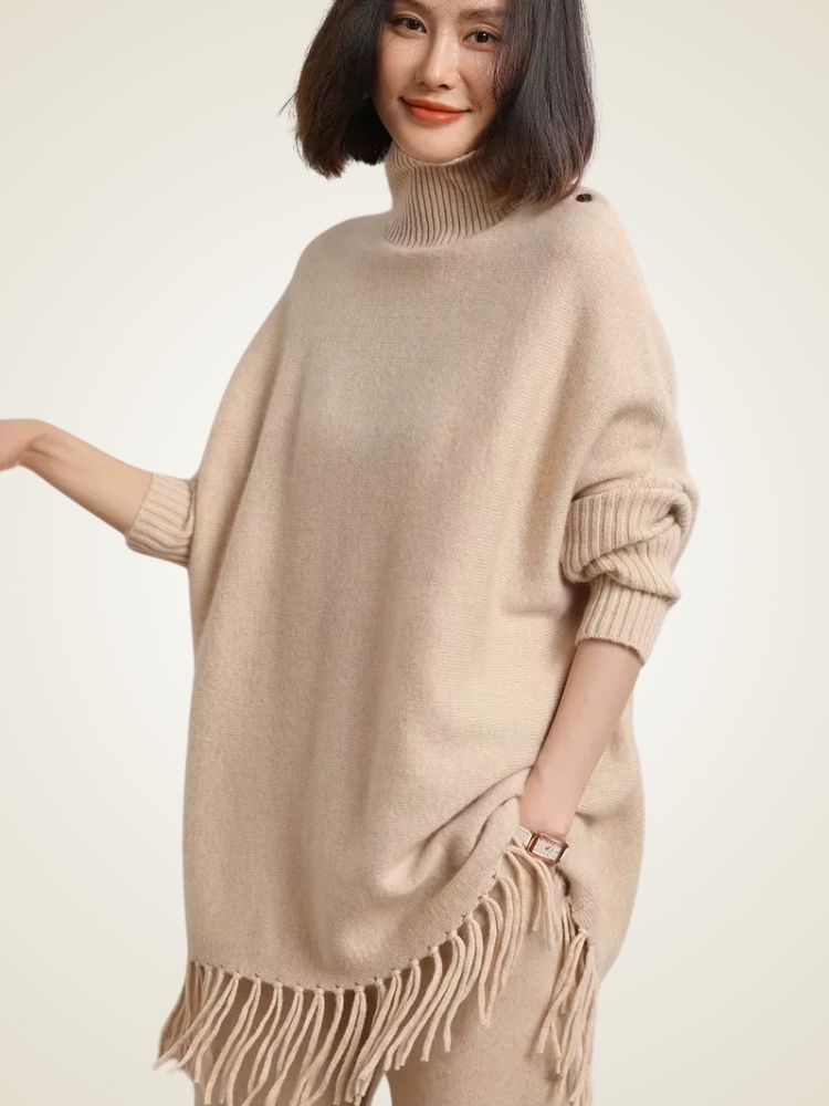 Lila - Cashmere Fringe Sweater Dress