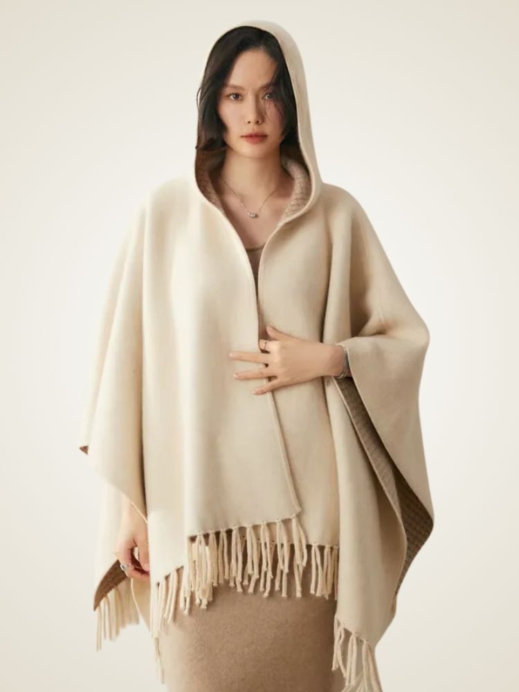 Nathalie - Reversible Hooded Cashmere Cape