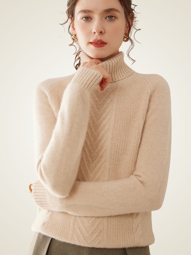 Lucinda - Textured Cashmere Turtleneck