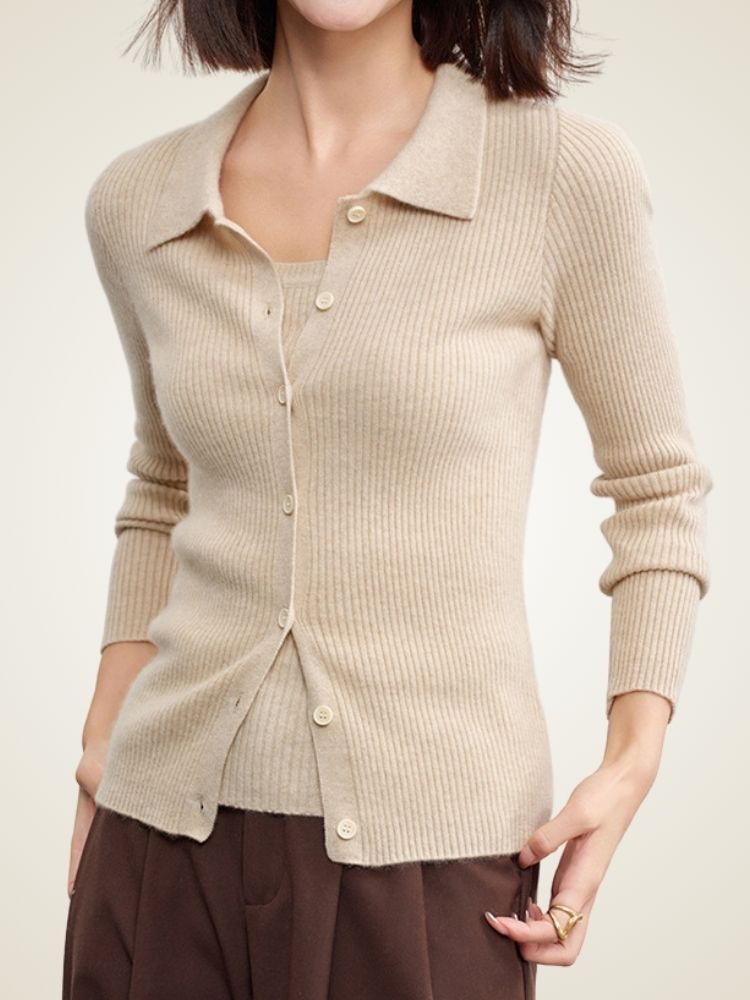 Posie - Ribbed Cashmere Cardigan