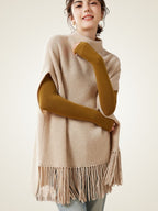 Lianne - Cashmere Poncho with Fringe