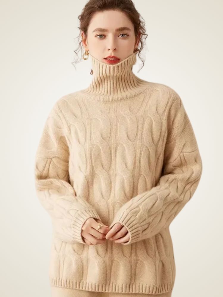 Jordana - Textured Cashmere Turtleneck